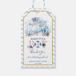 Whale Ahoy Es ist eine Baby-Dusche. Danke, dass du Geschenkanhänger