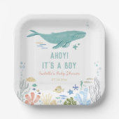 Whale Ahoy Es ist eine Baby-Dusche Pappteller (Vorderseite)