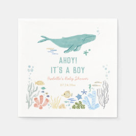 Whale Ahoy Es ist eine Baby-Dusche Serviette