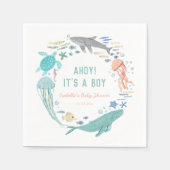 Whale Ahoy Es ist eine Baby-Dusche Serviette (Vorderseite)