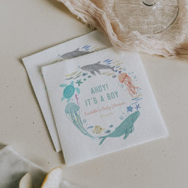 Whale Ahoy Es ist eine Baby-Dusche Serviette