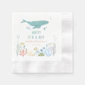 Whale Ahoy Es ist eine Baby-Dusche Serviette (Vorderseite)