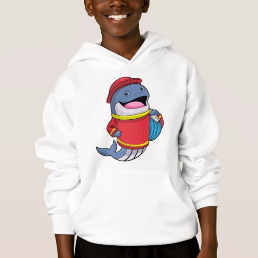 Whale als Feuerwehrmann mit Schlauch Hoodie (Vorderseite)