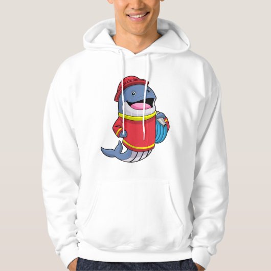 Whale als Feuerwehrmann mit Schlauch Hoodie (Vorderseite)