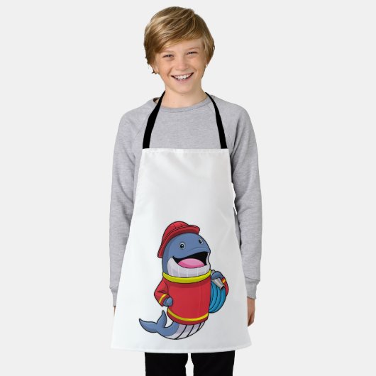 Whale als Feuerwehrmann mit Schlauch Schürze (Getragen)