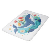 Whale And Flowers Mat Badematte (Schrägansicht)