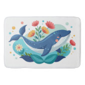 Whale And Flowers Mat Badematte (Vorderseite)