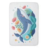 Whale And Flowers Mat Badematte (Vorderseite Vertikal)