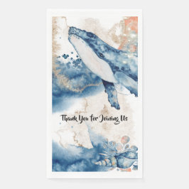 Whale Aquarell Meeressäuger blau orange chisch Serviette