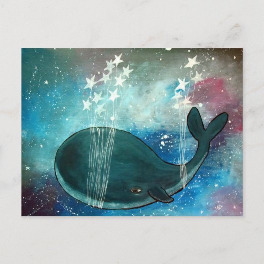 Whale Art Whimsical Postcard Niedliches Kunstwerk Postkarte (Vorderseite)