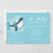 Whale Baby Boy Baby Dusche Einladung (Vorderseite)