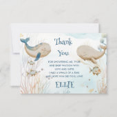 Whale Baby Dusche Blue Beige Wasserfarbe Dankeskarte (Vorderseite)