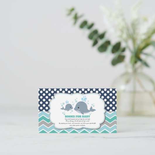 Whale Baby Dusche bringen ein Buch Beilage Boy Begleitkarte (Stehend Vorderseite)