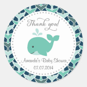 Whale Baby Dusche Danke Stickers