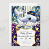 Whale-Baby-Dusche Einladung (Vorne/Hinten)