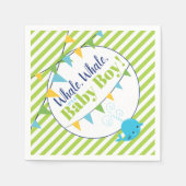 Whale Baby Dusche Es ist ein Boy Lime Green Streif Serviette (Vorderseite)