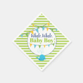 Whale Baby Dusche Es ist ein Boy Lime Green Streif Serviette (Ecke)