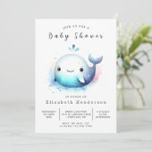 Whale-Baby-Dusche im Internet Einladung (Stehend Vorderseite)