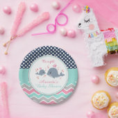 Whale Baby Shooting Paper Plate Girl Zickzack Polk Pappteller (Party)