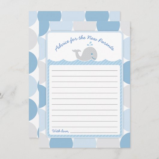 Whale Baby Shower Advice Card - Mod Blue Circles Einladung (Vorne/Hinten)