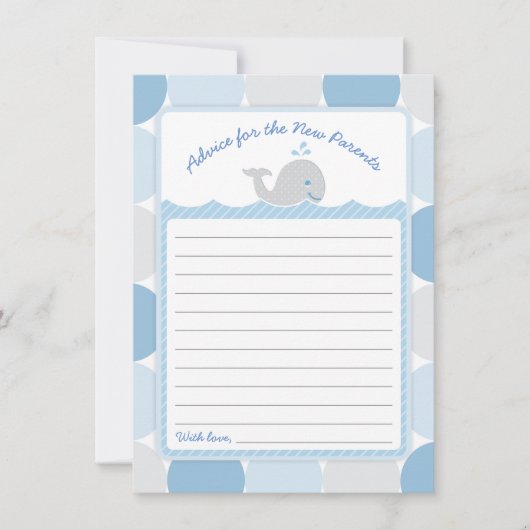 Whale Baby Shower Advice Card - Mod Blue Circles Einladung (Vorderseite)