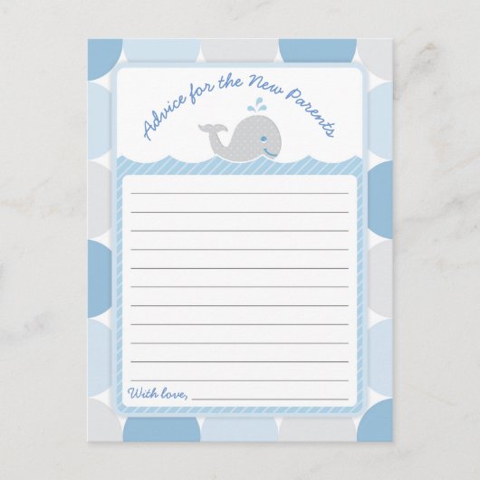 Whale Baby Shower Advice Card - Mod Blue Circles Hinweiskarte (Vorderseite)