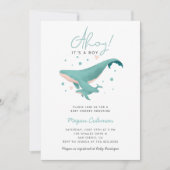 Whale Baby Shower Ahoy It A Boy Einladung (Vorderseite)