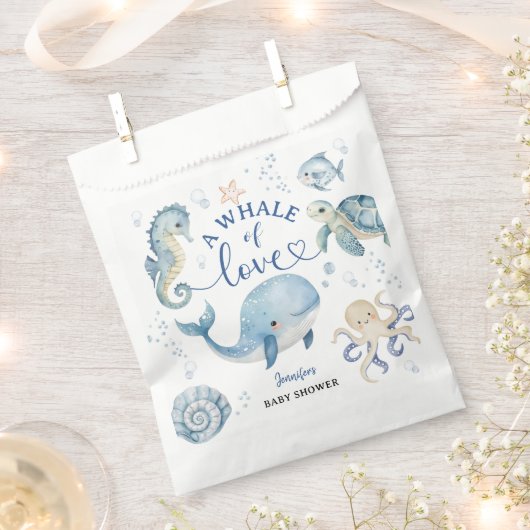 Whale Baby Shower Boy Blue Ocean Geschenktütchen (Ausgeschnitten)
