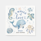 Whale Baby Shower Boy Blue Ocean Paper Serviette (Vorderseite)