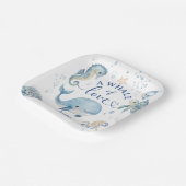 Whale Baby Shower Boy Blue Ocean Pappteller (Gewinkelt)