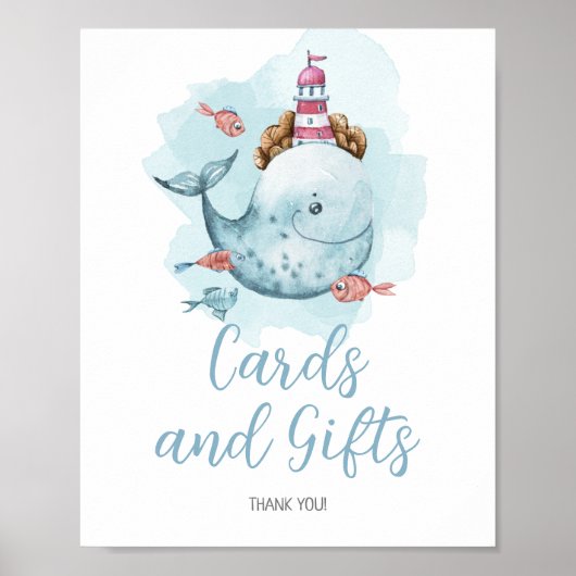 Whale Baby Shower Cards und Geschenke Poster (Vorne)