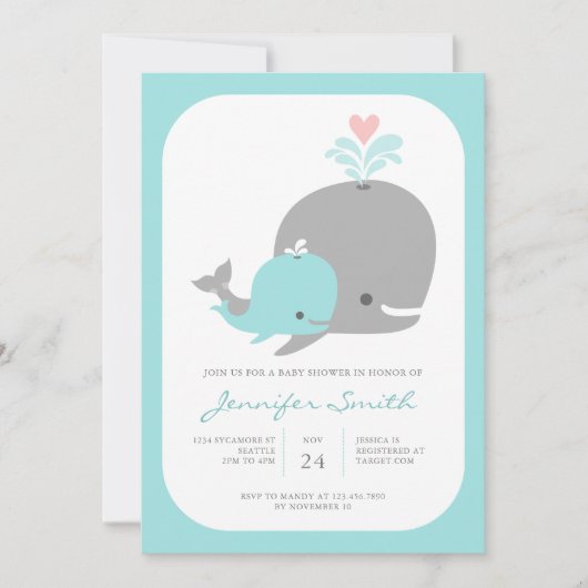 Whale Baby Shower Einladung (Vorderseite)