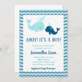 Whale Baby Shower Einladung (Vorne/Hinten)
