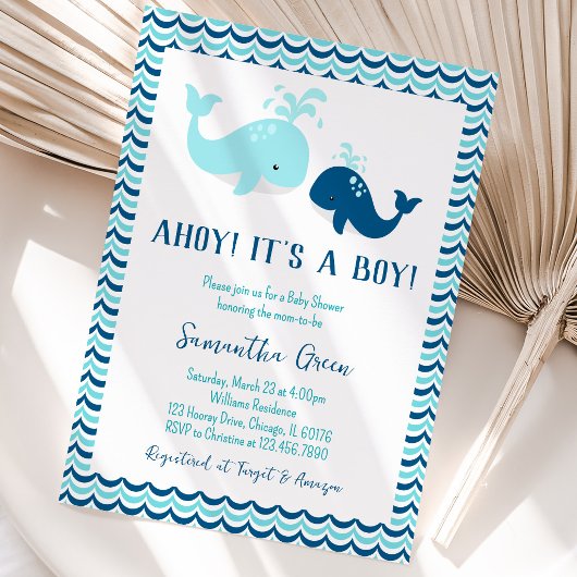Whale Baby Shower Einladung