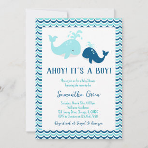 Whale Baby Shower Einladung