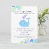Whale Baby Shower Einladung (Stehend Vorderseite)