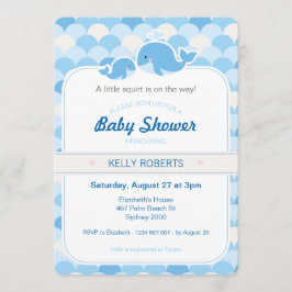 Whale Baby Shower Einladung - Blue