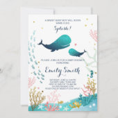 Whale Baby Shower Einladung Ocean Ahoy Junge Niedl (Vorderseite)