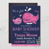 Whale Baby Shower Invitation (Mädchen) Einladung (Vorne/Hinten)