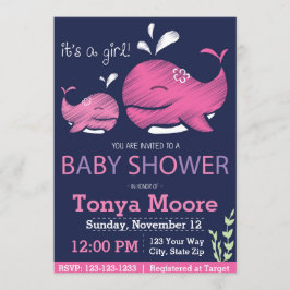 Whale Baby Shower Invitation (Mädchen) Einladung
