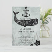 Whale Baby Shower lädt Vintage Nautical Invite ein Einladung (Stehend Vorderseite)