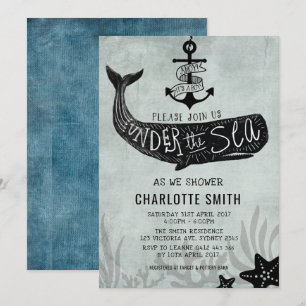 Whale Baby Shower lädt Vintage Nautical Invite ein Einladung