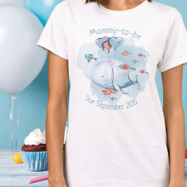 Whale Baby Shower Mommy, um den gewünschten Termin T-Shirt