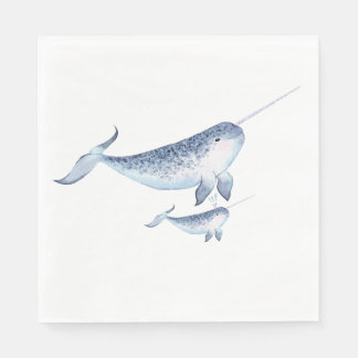 Whale Baby Shower Napkins - Elegant Nautical Serviette