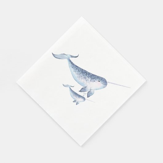 Whale Baby Shower Napkins - Elegant Nautical Serviette (Ecke)