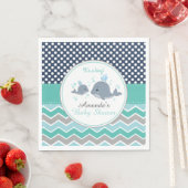Whale Baby Shower Paper Party Napkin Boy Zickzack Serviette (Beispiel)