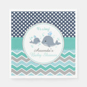 Whale Baby Shower Paper Party Napkin Boy Zickzack Serviette (Vorderseite)