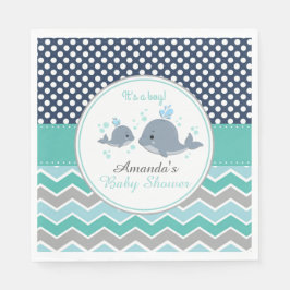 Whale Baby Shower Paper Party Napkin Boy Zickzack Serviette