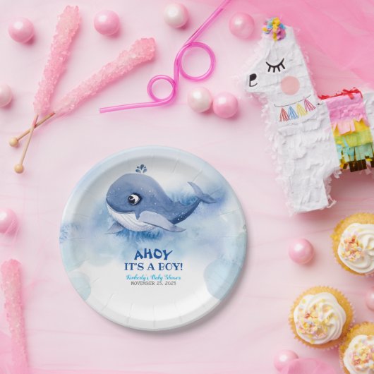 Whale Baby Shower Pappteller (Party)