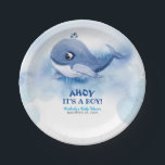 Whale Baby Shower Pappteller<br><div class="desc">Teller mit Blauwal-Dusche</div>